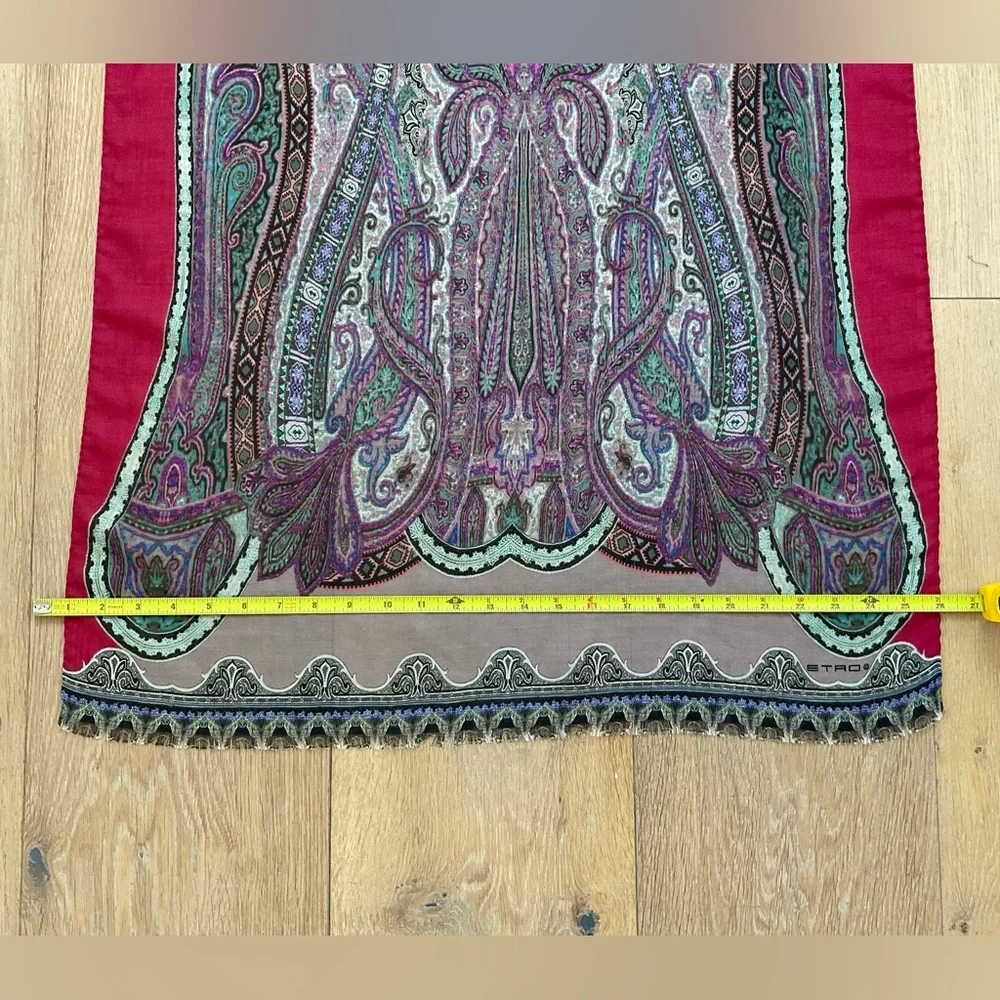 Gorgeous Etro cashmere-silk blend Paisley Scarf 66” x 26”